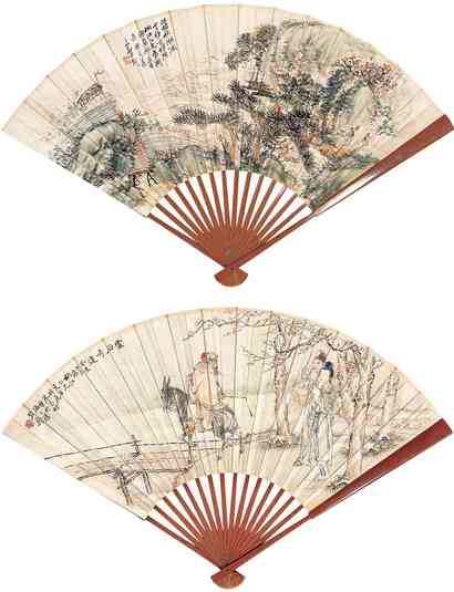 赵云壑 1933年作 江村秋潮 成扇